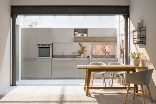 Start with a great advantage.
START-TIME: start off on the right foot by giving your kitchen the youthful feel of a design with pure lines dressed in cool colors and wood finishes that are in step to